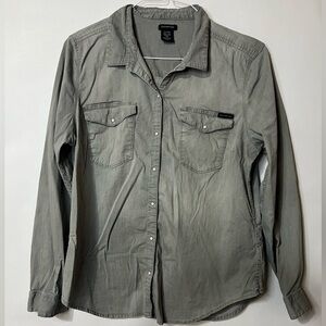 Calvin Klein Jeans Gray Pearl Snap Shirt Size X-Large